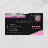 Carte De Visite Artiste de technologie de l'ongle Glam rose Silver (Dos)