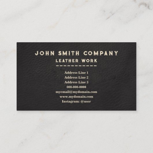 Carte De Visite Artiste en cuir Noir (Dos)