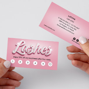 Carte De Visite Artiste en Lash rose et blanc 3D TEXTE 6 Punch Cli