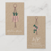 Carte De Visite Artiste en macramé Création fait main Cactus suspe (Devant / Derrière)