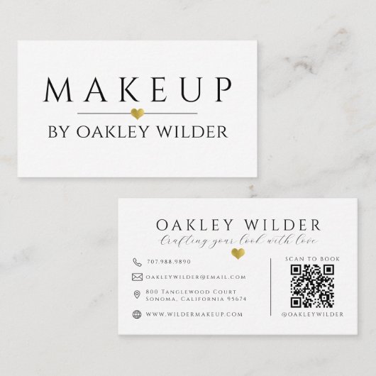 Carte De Visite Artiste en Maquillage Code QR Moderne (Devant / Derrière)