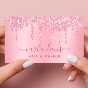 Carte De Visite Artiste en Maquillage du Salon de Cils Pink Drips