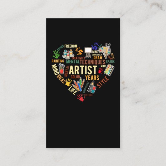 Carte De Visite Artiste Heart Love Dessin Art (Devant)