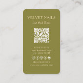 Carte De Visite Artiste Manucure Moderne Nail Art Vert Mousse Chic (Dos)