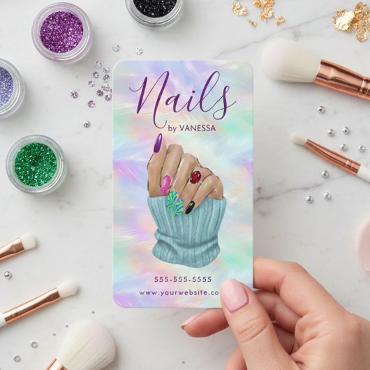 Carte De Visite Artiste Manucure Stylée Studio de Vernis Chic Opal