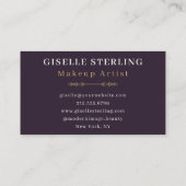 Carte De Visite Artiste maquillage Aquarelle Abstraite violet or (Dos)