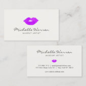 Carte De Visite Artiste maquillage Aquarelle Gras Lèvres Violettes (Devant / Derrière)