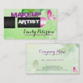 Carte De Visite Artiste maquillage Arrière - plan vert printemps (Devant / Derrière)