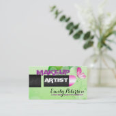 Carte De Visite Artiste maquillage Arrière - plan vert printemps (Debout devant)