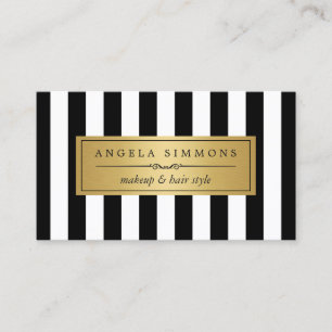 Carte De Visite Artiste maquillage Bow or et Black White Stripes