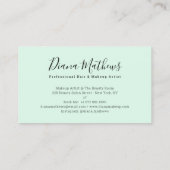 Carte De Visite Artiste maquillage chic de collage photo vert ment (Dos)