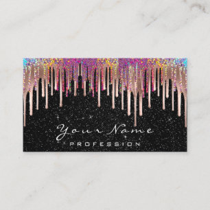 Carte De Visite Artiste maquillage clous Holographe Rose noir
