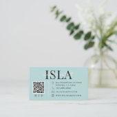 Carte De Visite Artiste Maquillage Code QR Bleu (Debout devant)