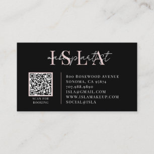 Carte De Visite Artiste Maquillage Code QR Rose Noir