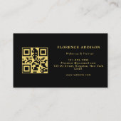 Carte De Visite Artiste Maquillage Coiffure Moderne Code QR Noir  (Dos)
