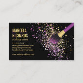 Carte De Visite Artiste maquillage de Confetti violet et or (Dos)
