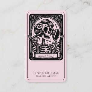 Carte De Visite Artiste maquillage de Tarot Squelette rose pâle