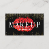 Carte De Visite Artiste maquillage des lèvres rouges Confetti d'or (Devant)
