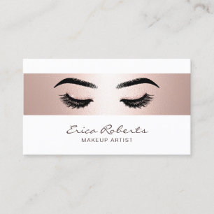 Carte De Visite Artiste maquillage Elégant Rose Gold Stripe Salon