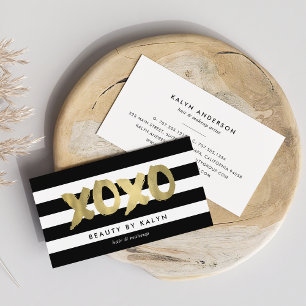 Carte De Visite Artiste maquillage en or et en bande noire XOXO Fa