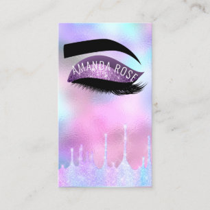 Carte De Visite Artiste maquillage Eyelash Brow Purple Rose Hologr