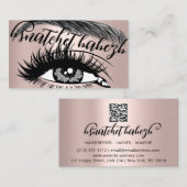 Carte De Visite Artiste maquillage Eyelash Brows Code QR Logo Rose (Devant / Derrière)