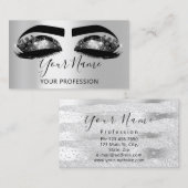 Carte De Visite Artiste maquillage Eyelash Microblading Argent Noi (Devant / Derrière)