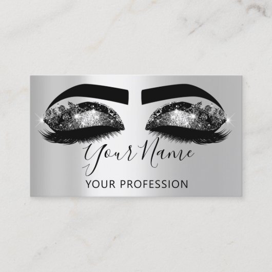 Carte De Visite Artiste maquillage Eyelash Microblading Argent Noi (Devant)