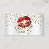 Carte De Visite Artiste maquillage Golden Confetti & Red Lips (Devant)