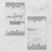 Carte De Visite Artiste maquillage Gris blanc & Silver Sparkle Dot (Devant / Derrière)