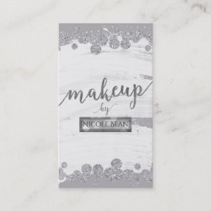 Carte De Visite Artiste maquillage Gris blanc & Silver Sparkle Dot