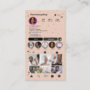 Carte De Visite Artiste Maquillage Instagram Code QR Boho Terrazzo