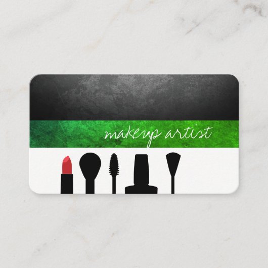 Carte De Visite Artiste maquillage / Kit maquillage / Vert (Devant)
