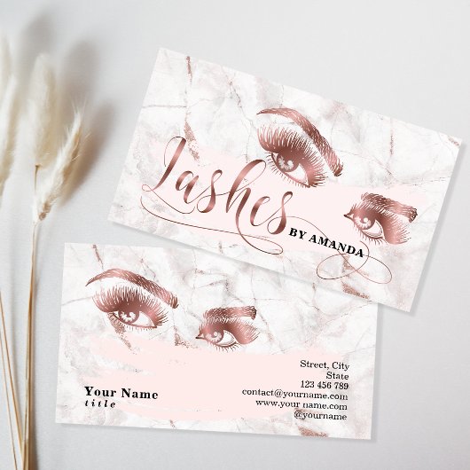 Carte De Visite Artiste maquillage Lash Eyebrow Lashes Marble Rose
