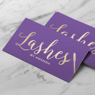 Carte De Visite Artiste maquillage Lashes Oyes Moderne Purple & Or