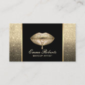 Carte De Visite Artiste maquillage Lèvres à gouttes modernes Gold  (Devant)