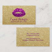 Carte De Visite Artiste maquillage Lèvres modernes Parties scintil (Devant / Derrière)