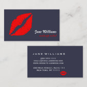 Carte De Visite Artiste maquillage Lèvres rouges blanches (Devant / Derrière)