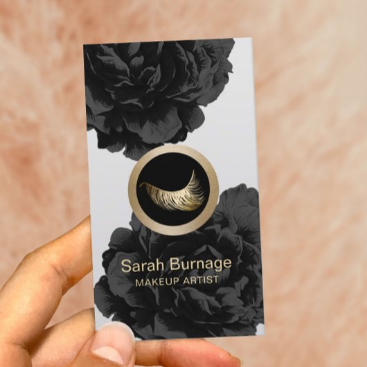 Carte De Visite Artiste maquillage Logo personnalisé Élégant noir