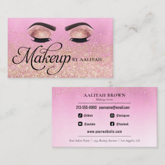 Carte De Visite Artiste maquillage Luxe Glam Rose Gold MUA Salon