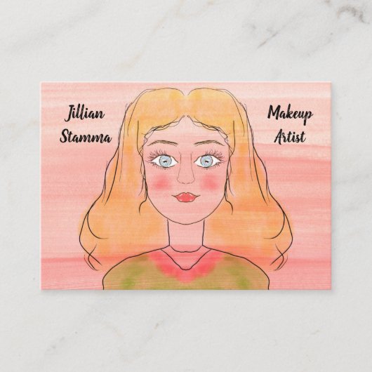 Carte De Visite Artiste maquillage Main tiré femme (Devant)