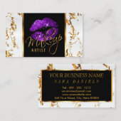 Carte De Visite Artiste maquillage - Marbre blanc Gold Accents & v (Devant / Derrière)