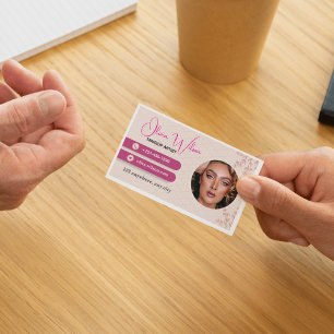Carte De Visite Artiste maquillage minimaliste Élégant avec photo