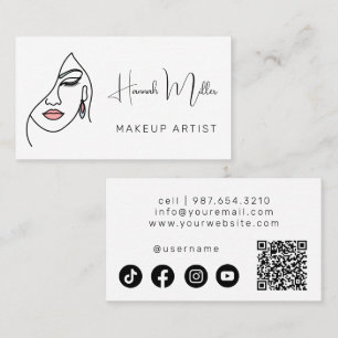 Carte De Visite Artiste maquillage minimaliste moderne visage beau