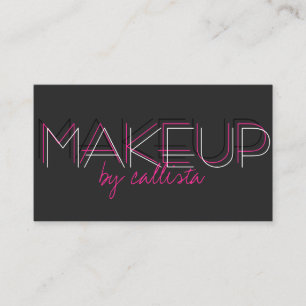 Carte De Visite Artiste maquillage minimaliste rose noir