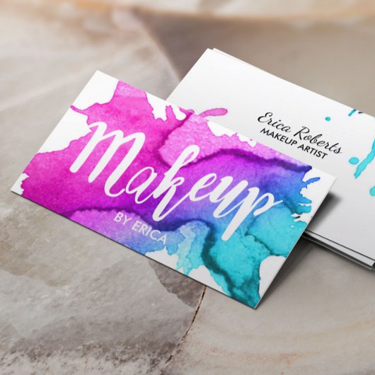Carte De Visite Artiste maquillage Moderne Aquarelle Salon de Beau