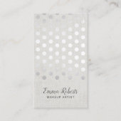 Carte De Visite Artiste maquillage moderne Argent Pois Faux Linen (Devant)
