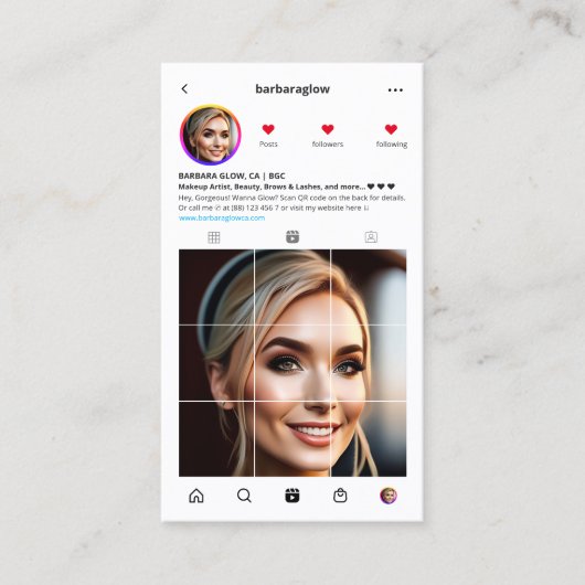 Carte De Visite Artiste maquillage moderne Lashes Brows Salon Inst (Devant)