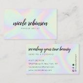 Carte De Visite Artiste maquillage moderne pastel arc-en-ciel holo (Devant / Derrière)