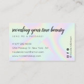 Carte De Visite Artiste maquillage moderne pastel arc-en-ciel holo (Dos)
